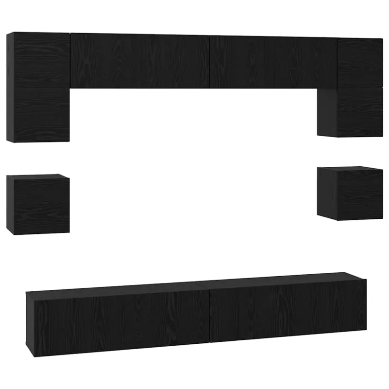 TV spintelių komplektas 8 pcs Juodas ąžuolas Apdirbta mediena