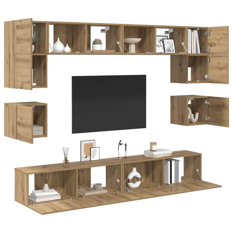 TV spintelių komplektas 8 pcs Amatininkų ąžuolas