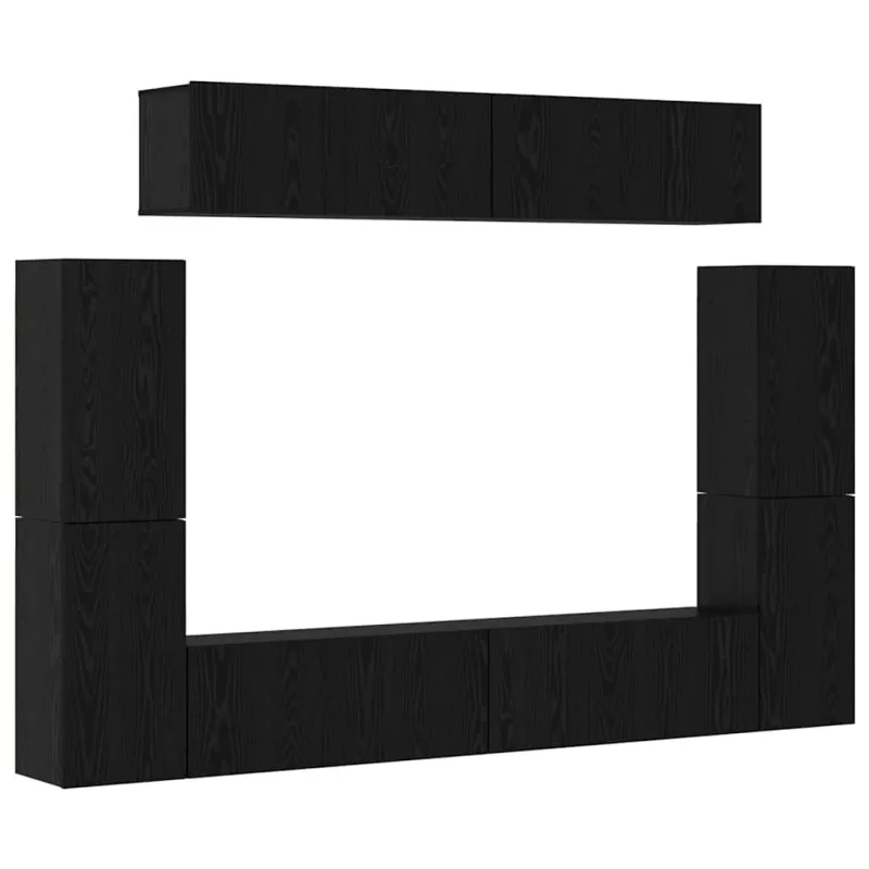 TV spintelių komplektas 8 pcs juoda ąžuolo Apdirbta mediena