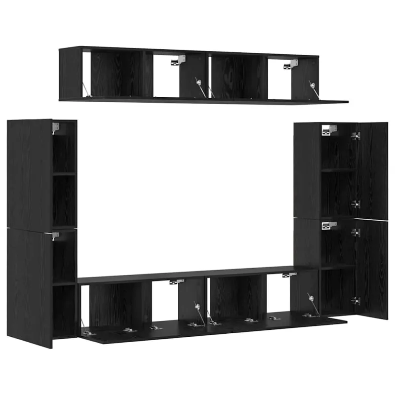 TV spintelių komplektas 8 pcs juoda ąžuolo Apdirbta mediena