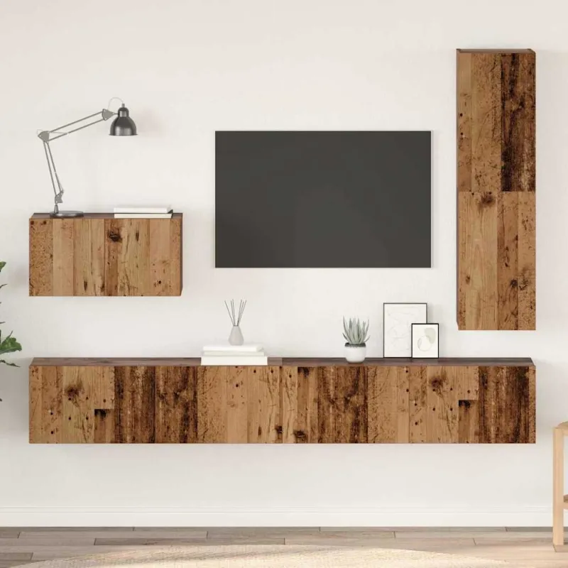 TV spintelių komplektas 4 pcs Senovinis medis Apdirbta mediena