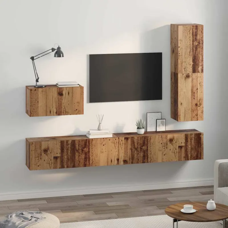 TV spintelių komplektas 4 pcs Senovinis medis Apdirbta mediena
