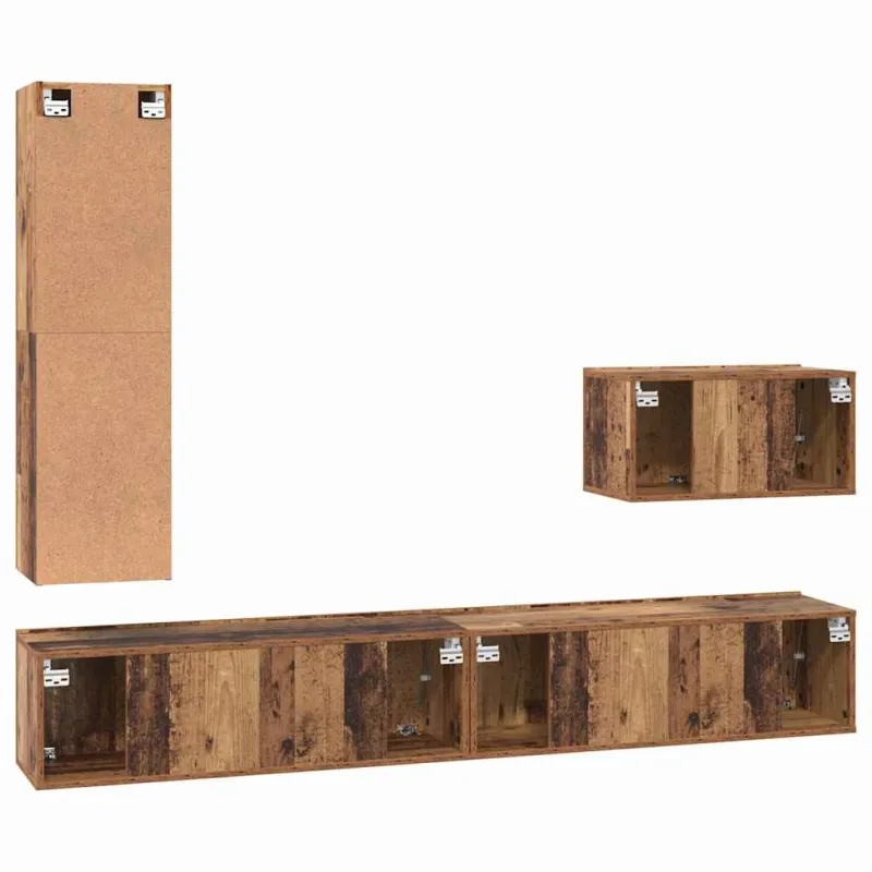 TV spintelių komplektas 4 pcs Senovinis medis Apdirbta mediena