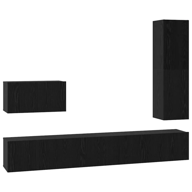 TV spintelių komplektas 4 pcs Juodas ąžuolas Apdirbta mediena