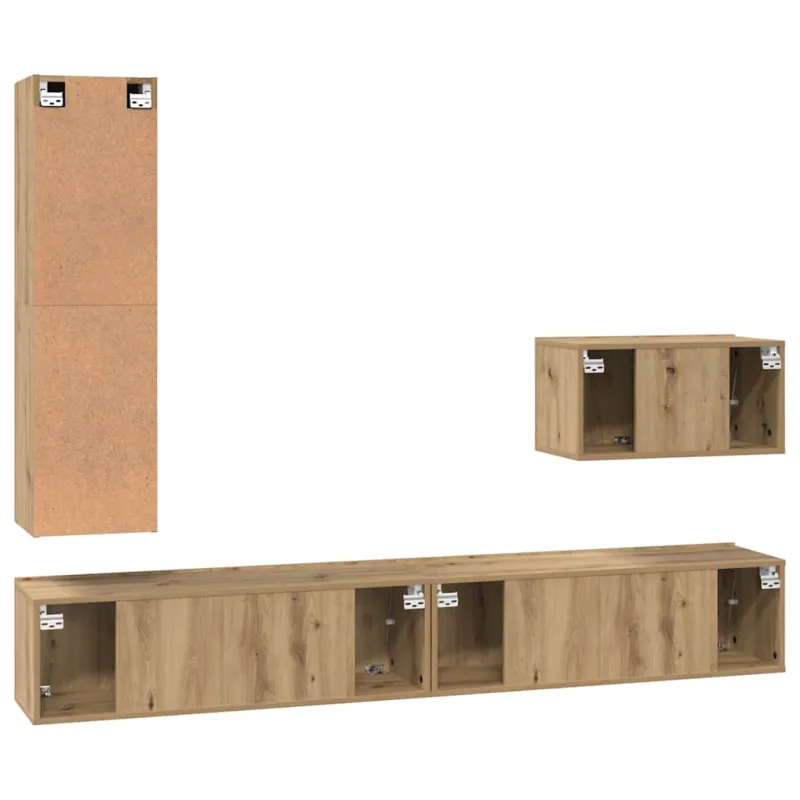 TV spintelių komplektas su stalčių 4 pcs Amatininkų ąžuolas