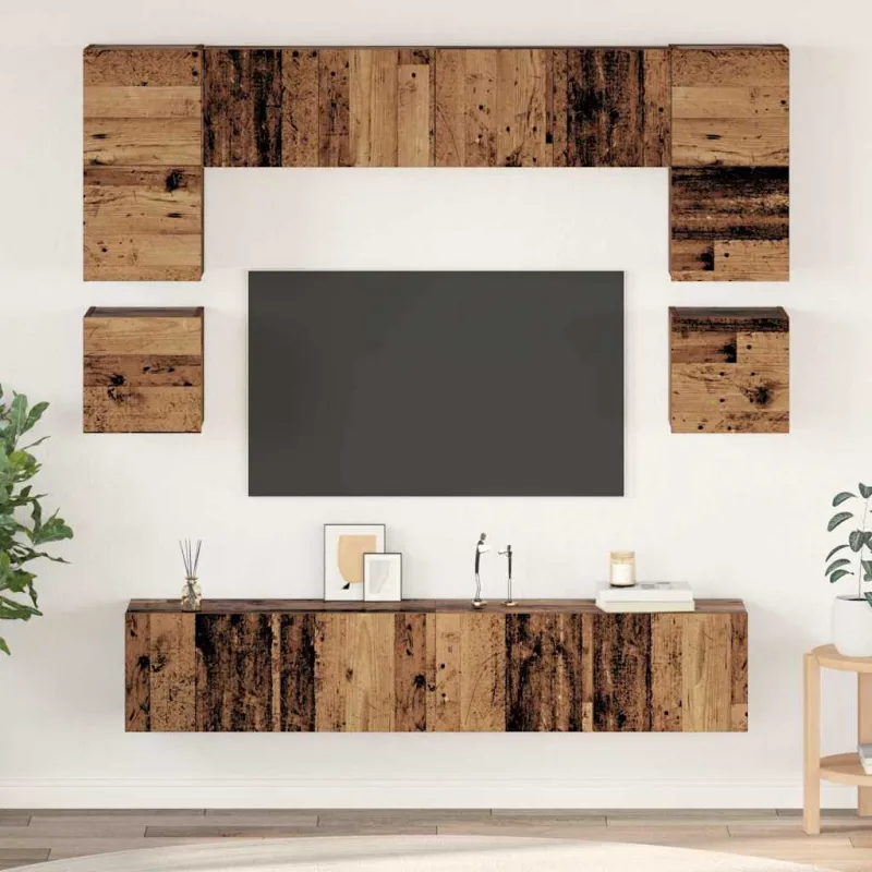 TV spintelių komplektas 8 pcs Senovinis medis Apdirbta mediena