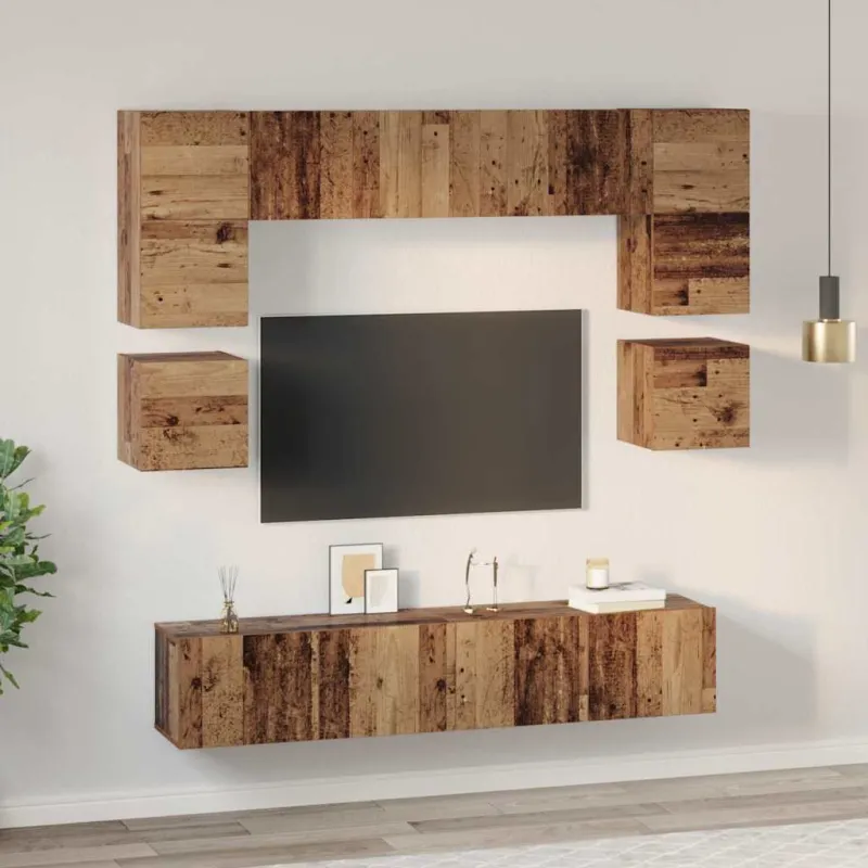 TV spintelių komplektas 8 pcs Senovinis medis Apdirbta mediena