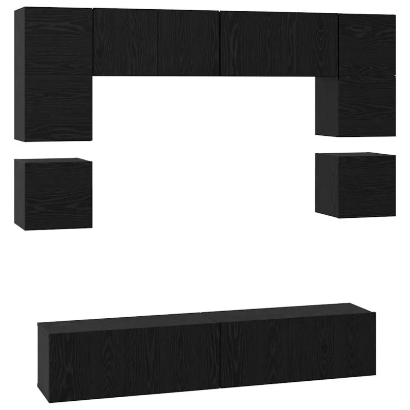 TV spintelių komplektas 8 pcs Juodas ąžuolas Apdirbta mediena