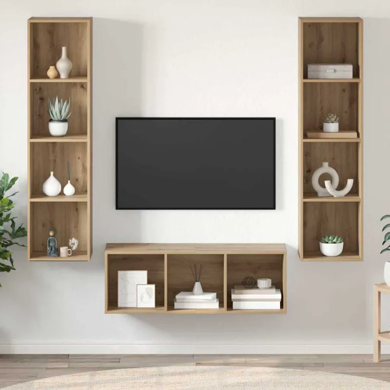 TV spintelių komplektas 3 pcs Amatininkų ąžuolas