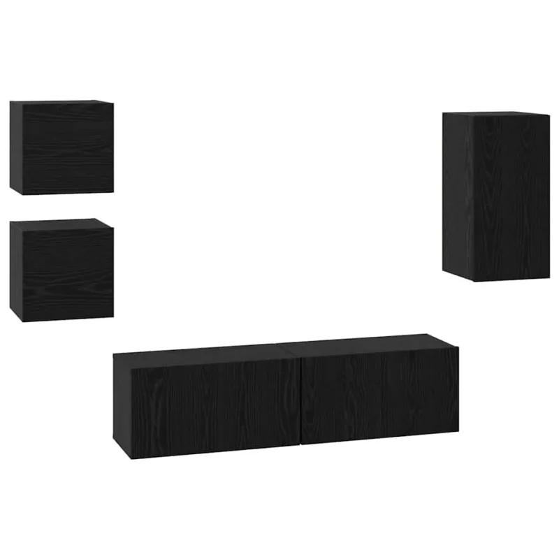 TV spintelių komplektas 5 pcs Juodas ąžuolas Apdirbta mediena