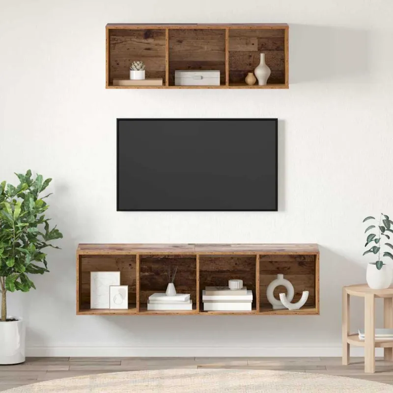 TV spintelių komplektas 2 pcs Senovinis medis Apdirbta mediena