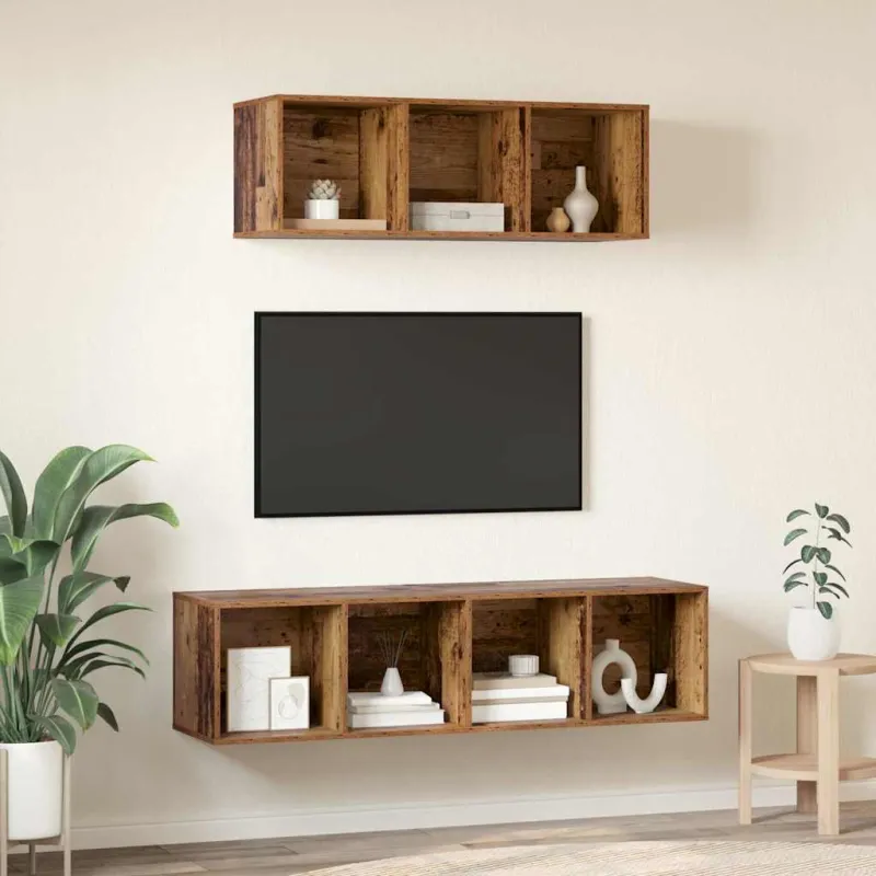 TV spintelių komplektas 2 pcs Senovinis medis Apdirbta mediena