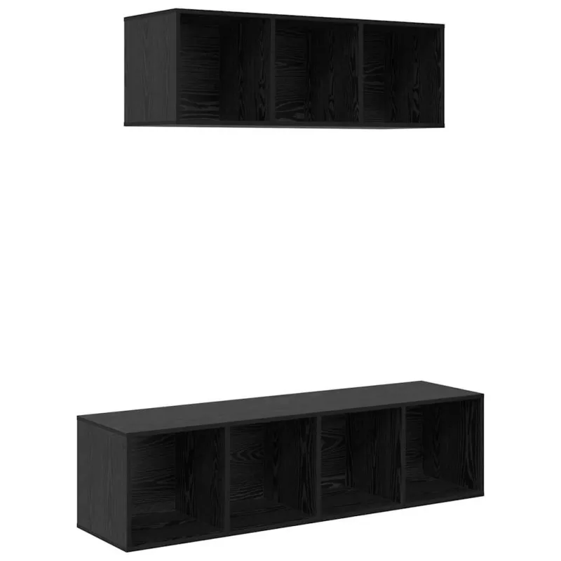 TV spintelių komplektas 2 pcs Juodas ąžuolas Apdirbta mediena
