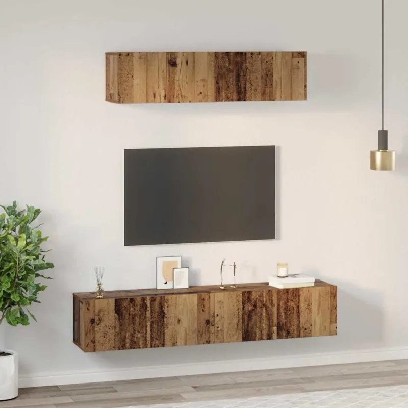 TV spintelių komplektas 4 pcs Senovinis medis Apdirbta mediena