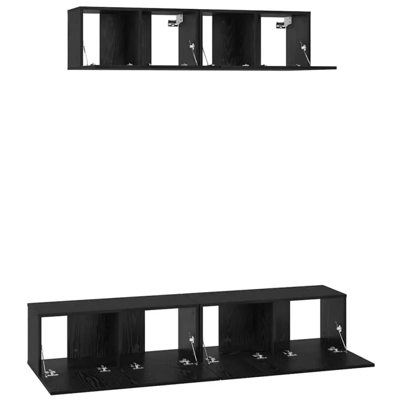 TV spintelių komplektas 4 pcs Juodas ąžuolas Apdirbta mediena