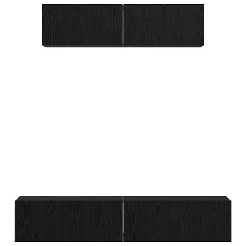 TV spintelių komplektas 4 pcs Juodas ąžuolas Apdirbta mediena