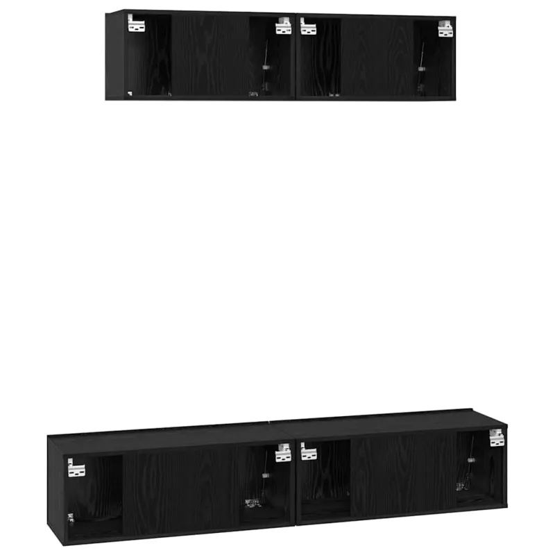 TV spintelių komplektas 4 pcs Juodas ąžuolas Apdirbta mediena