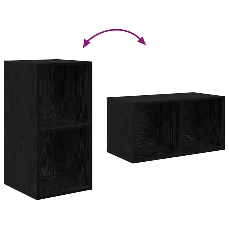 TV spintelių komplektas 3 pcs Juodas ąžuolas Apdirbta mediena