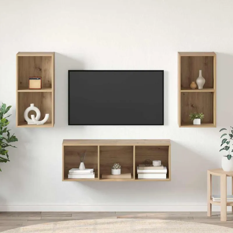 TV spintelių komplektas 3 pcs Amatininkų ąžuolas