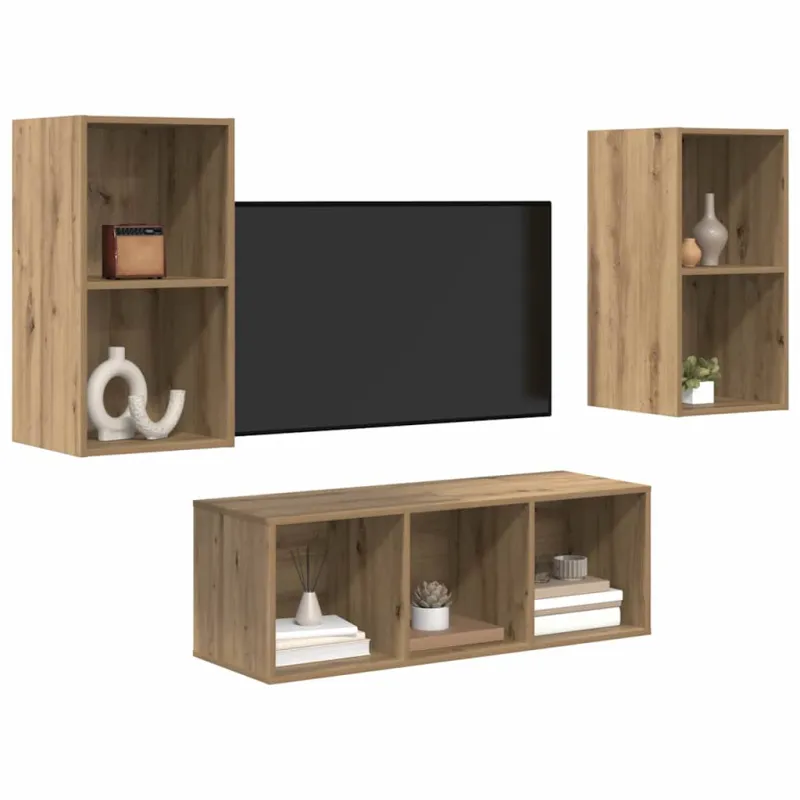 TV spintelių komplektas 3 pcs Amatininkų ąžuolas