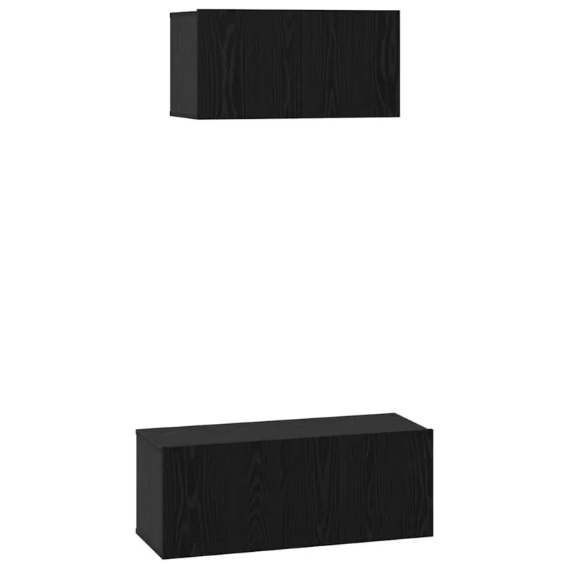TV spintelių komplektas 2 pcs Juodas ąžuolas Apdirbta mediena