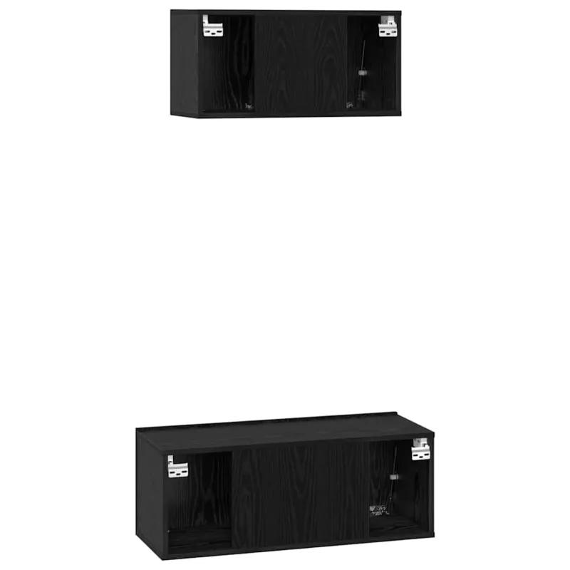 TV spintelių komplektas 2 pcs Juodas ąžuolas Apdirbta mediena