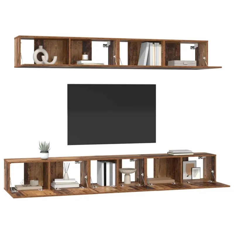 TV spintelių komplektas 5 pcs Senovinis medis Apdirbta mediena