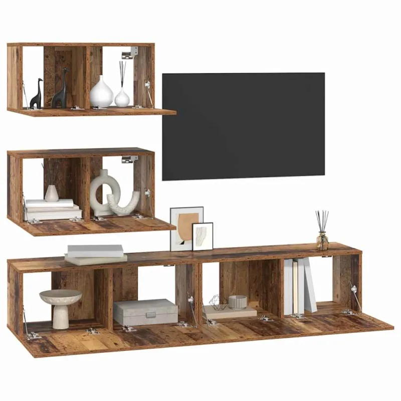 TV spintelių komplektas 4 pcs Sendintos medienos