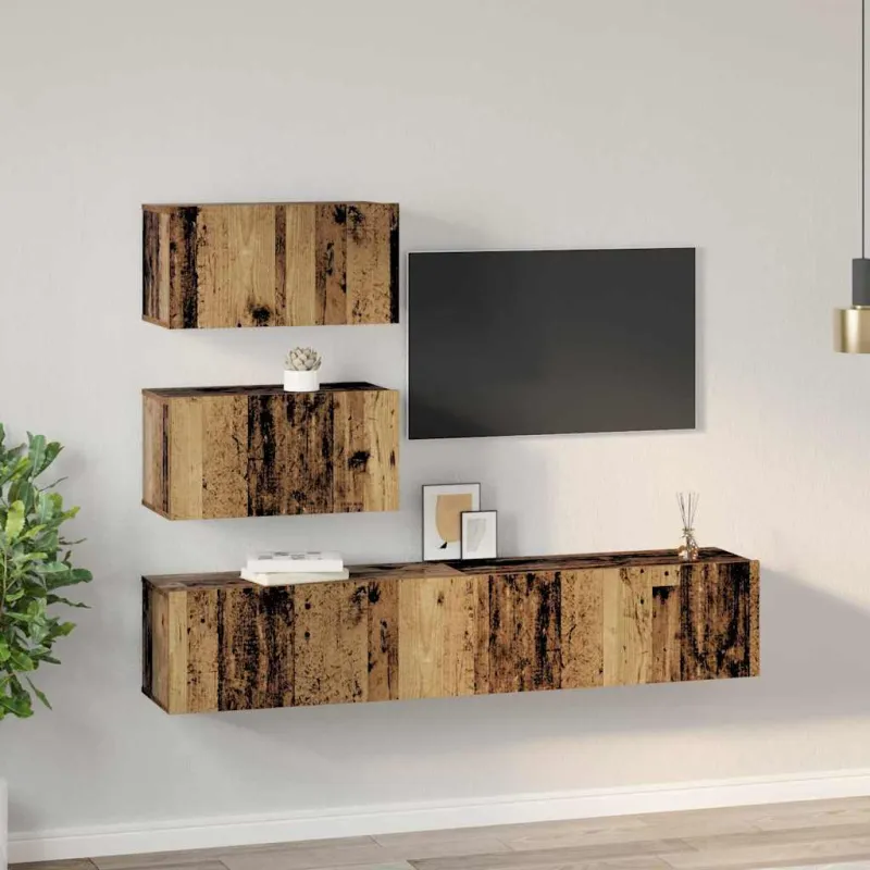 TV spintelių komplektas 4 pcs Sendintos medienos