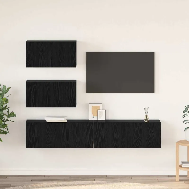 TV spintelių komplektas 4 pcs Juodojo ąžuolo Apdirbta mediena