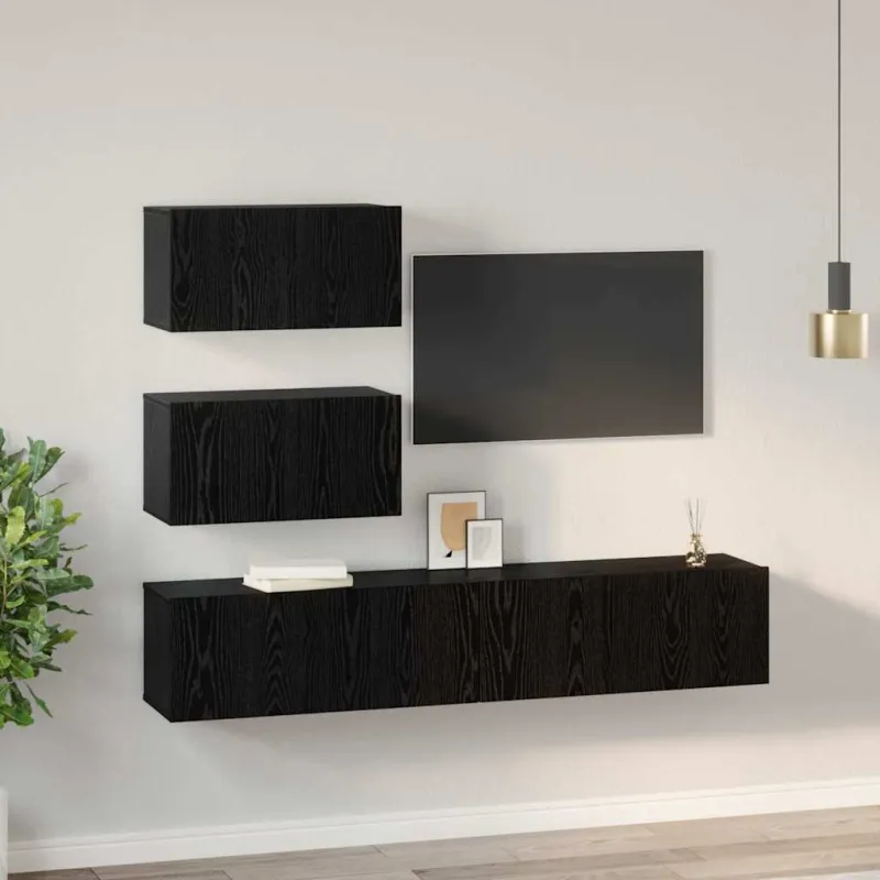 TV spintelių komplektas 4 pcs Juodojo ąžuolo Apdirbta mediena