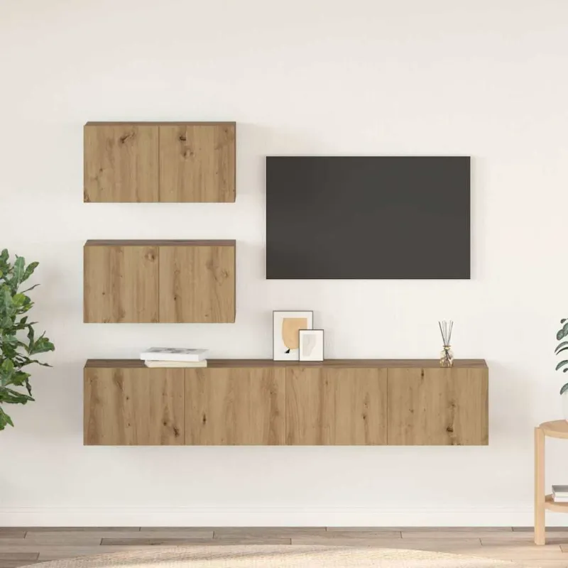 TV spintelių komplektas 4 pcs Artisano ąžuolo Apdirbta mediena