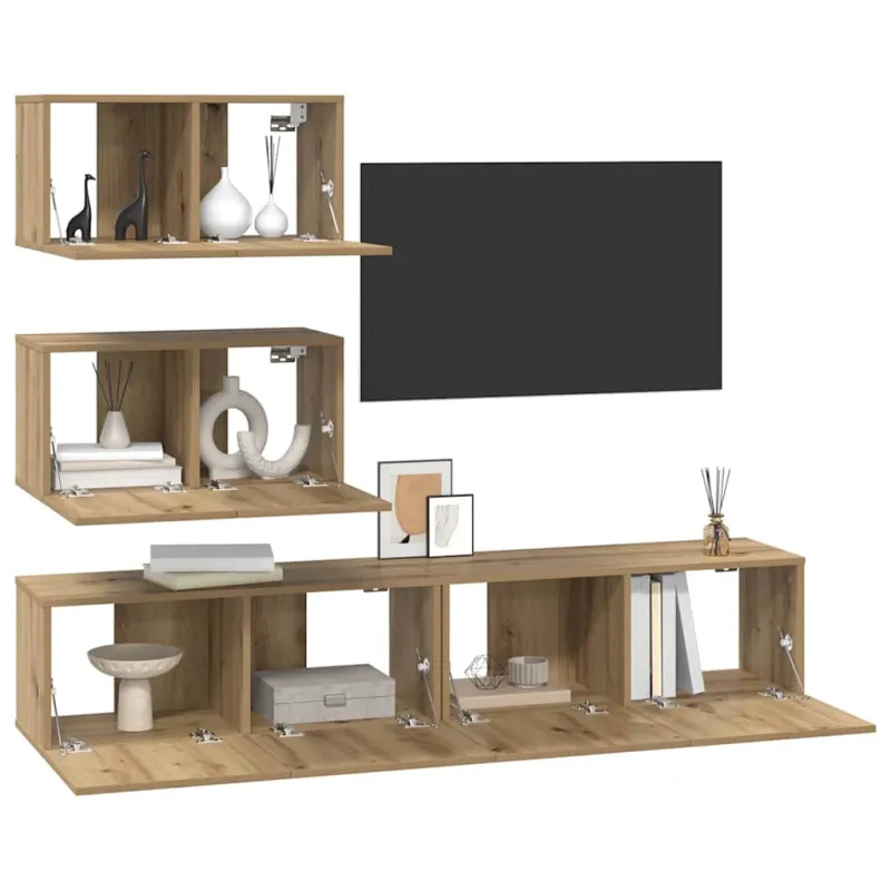 TV spintelių komplektas 4 pcs Artisano ąžuolo Apdirbta mediena