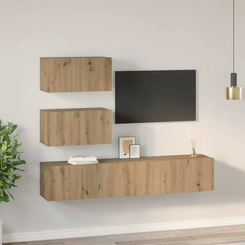 TV spintelių komplektas 4 pcs Artisano ąžuolo Apdirbta mediena