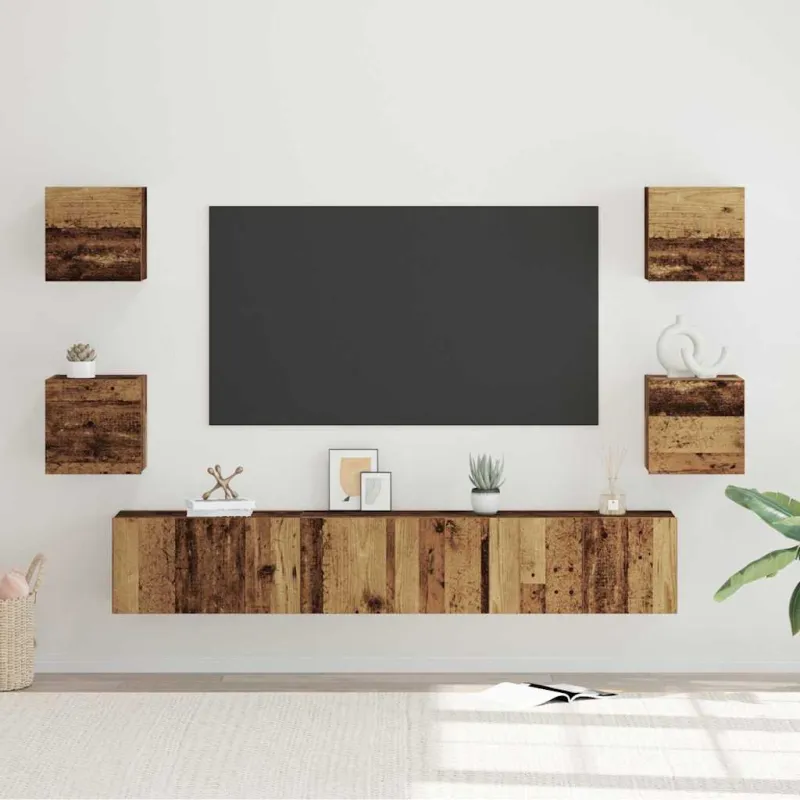 TV spintelių komplektas 7 pcs Senovinis medis Apdirbta mediena