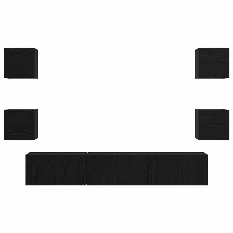 TV spintelių komplektas 7 pcs Juodas ąžuolas Apdirbta mediena