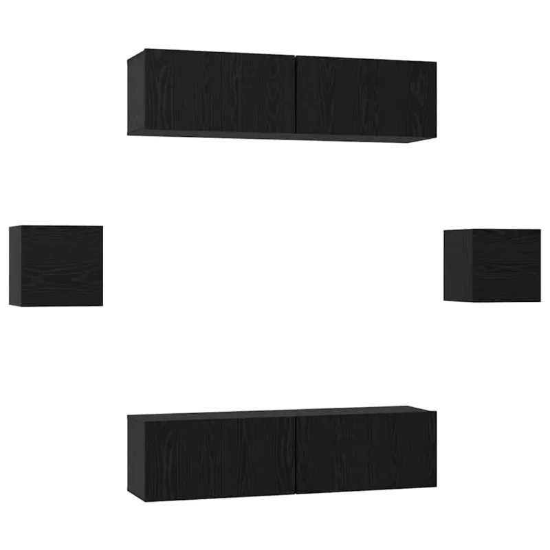 TV spintelių komplektas 6 pcs Juodas ąžuolas Apdirbta mediena