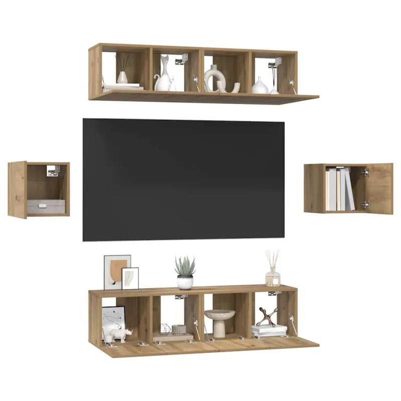 TV spintelių komplektas 6 pcs Amatininkų ąžuolas
