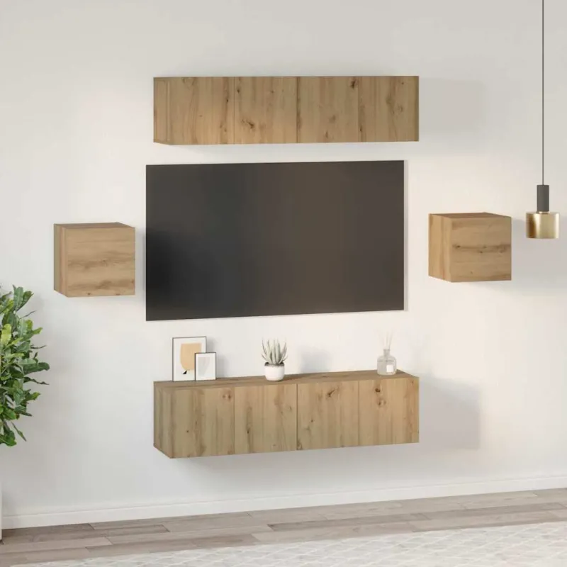 TV spintelių komplektas 6 pcs Amatininkų ąžuolas