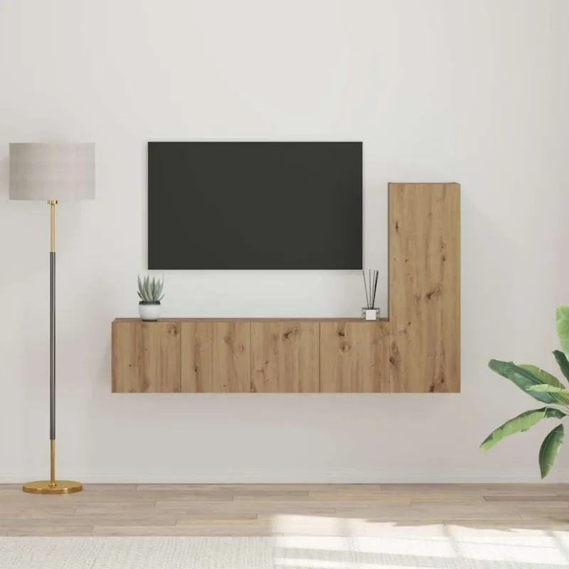 TV spintelių komplektas 3 pcs Amatininkų ąžuolas