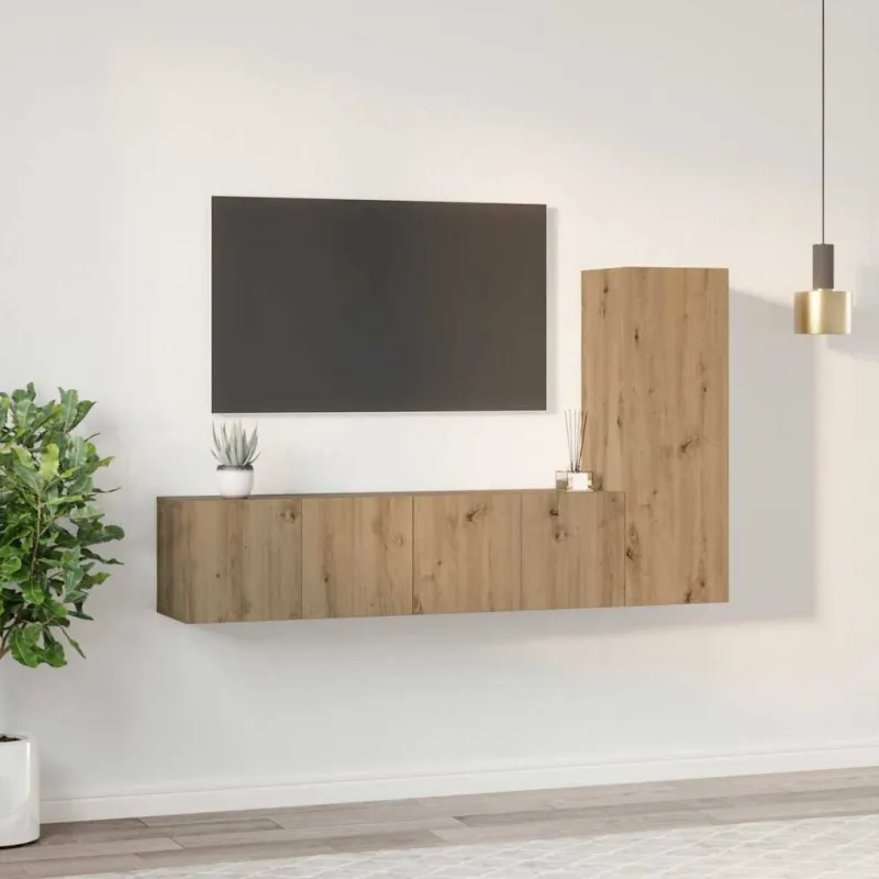 TV spintelių komplektas 3 pcs Amatininkų ąžuolas