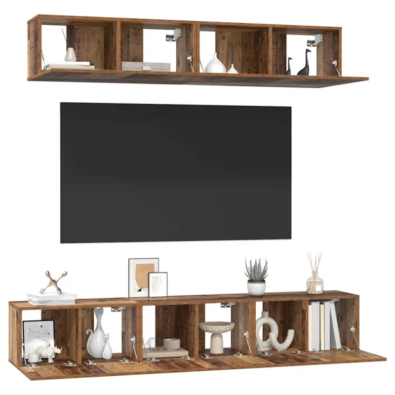 TV spintelių komplektas 5 pcs Senovinis medis Apdirbta mediena