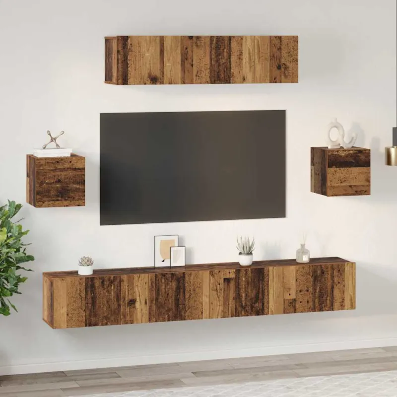 TV spintelių komplektas 7 pcs Senovinis medis Apdirbta mediena