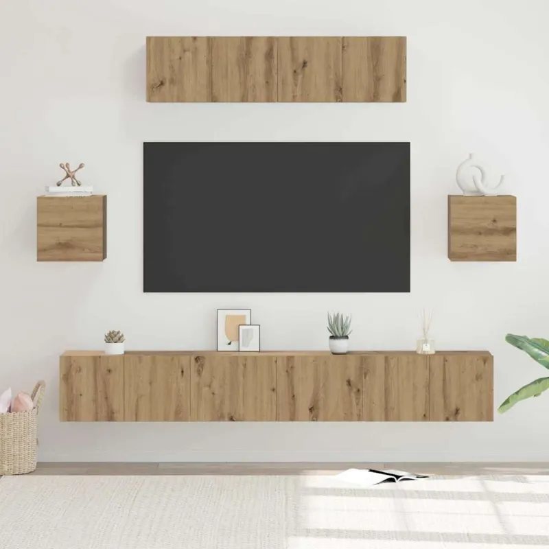 TV spintelių komplektas 7 pcs Amatininkų ąžuolas