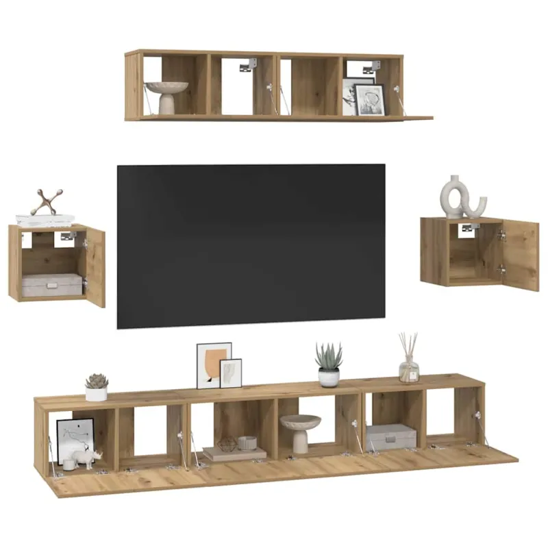 TV spintelių komplektas 7 pcs Amatininkų ąžuolas