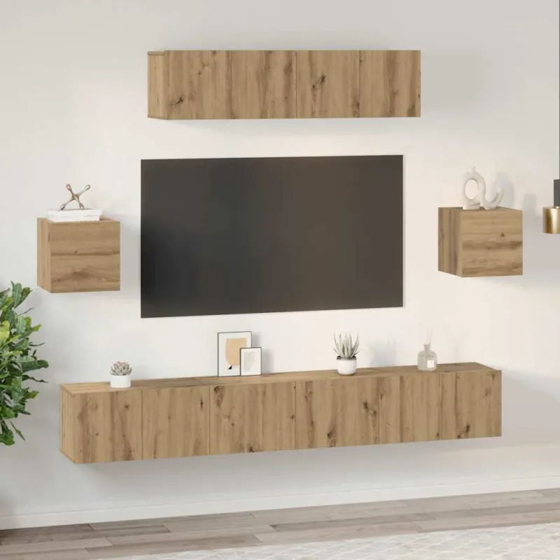 TV spintelių komplektas 7 pcs Amatininkų ąžuolas