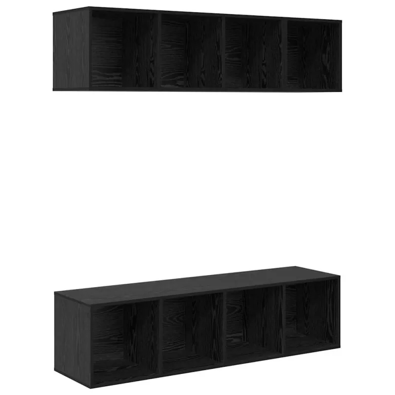 TV spintelių komplektas 3 pcs Juodas ąžuolas Apdirbta mediena