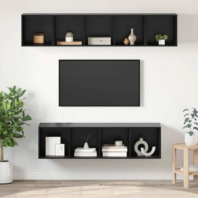 TV spintelių komplektas 4 pcs Juodas ąžuolas Apdirbta mediena