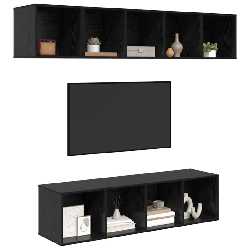 TV spintelių komplektas 4 pcs Juodas ąžuolas Apdirbta mediena
