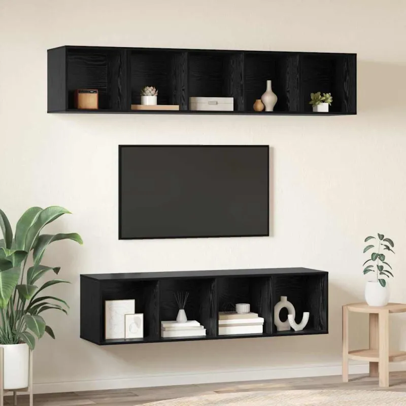 TV spintelių komplektas 4 pcs Juodas ąžuolas Apdirbta mediena